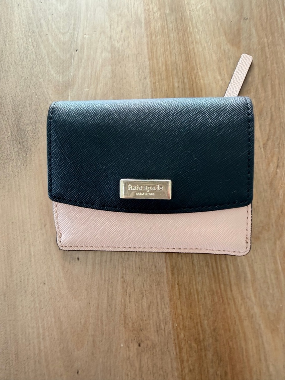 Kate Spade Two-Tone Black & Blush Card Wallet